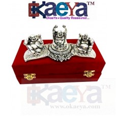 OkaeYa Aluminium Laughing Buddha God Idol (26 cm x 10 cm x 10 cm, Silver)